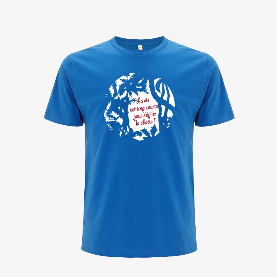 T-shirt homme « La vie est trop courte pour s’épiler la chatte », Tissu bleu