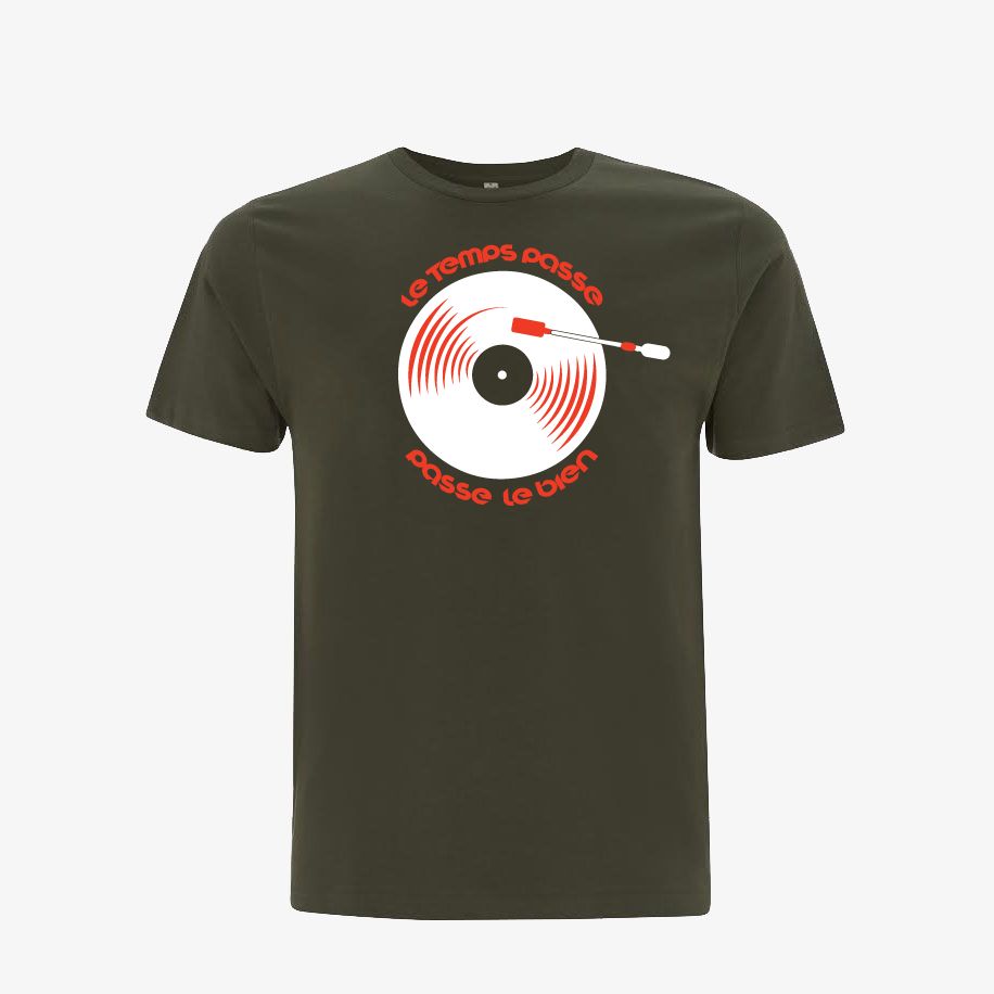 T-shirt homme « Le temps passe, passe-le bien », Tissu kaki