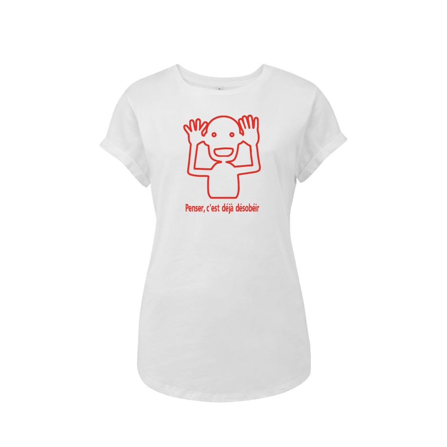 T-shirt femme « Penser, c'est déjà désobéir », Tissu blanc