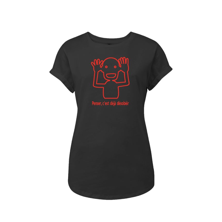 T-shirt femme « Penser, c'est déjà désobéir », Tissu noir