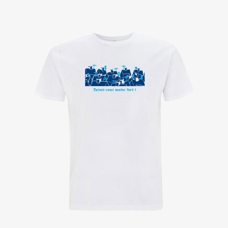 T-shirt homme « Taisez-vous moins fort », Tissu blanc