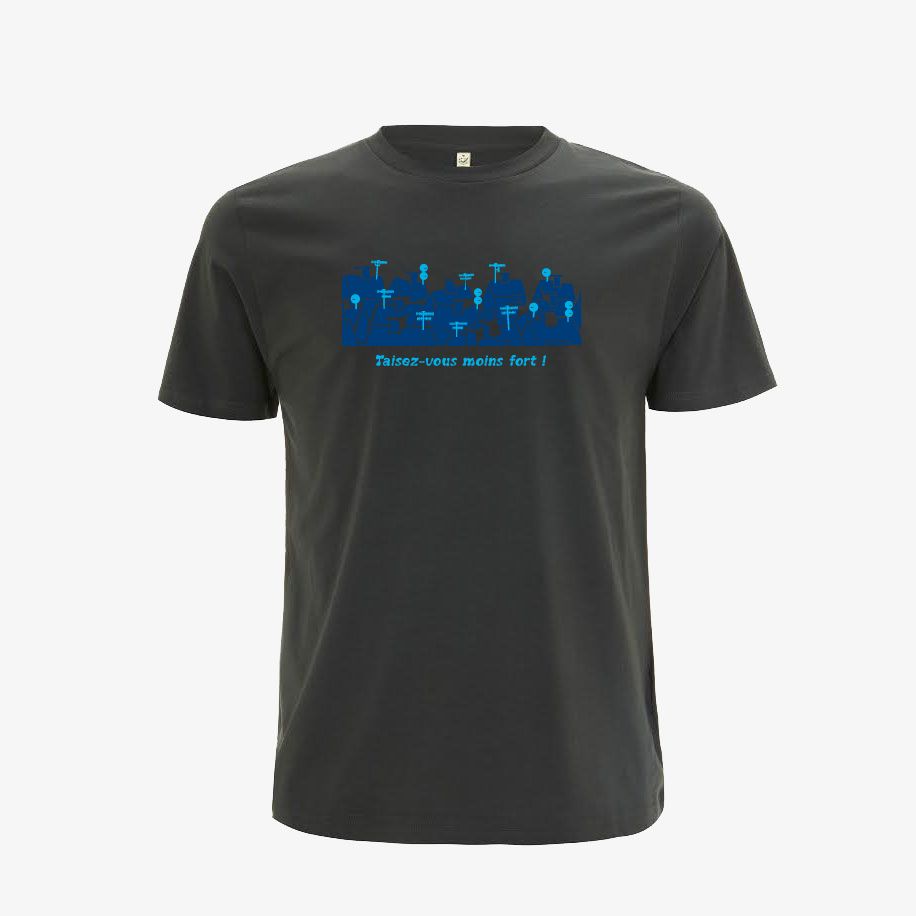 T-shirt homme « Taisez-vous moins fort », Tissu gris