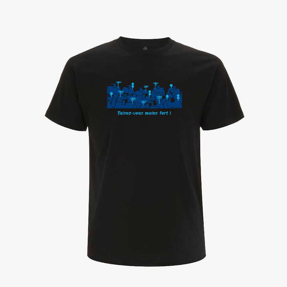 T-shirt homme « Taisez-vous moins fort », Tissu noir