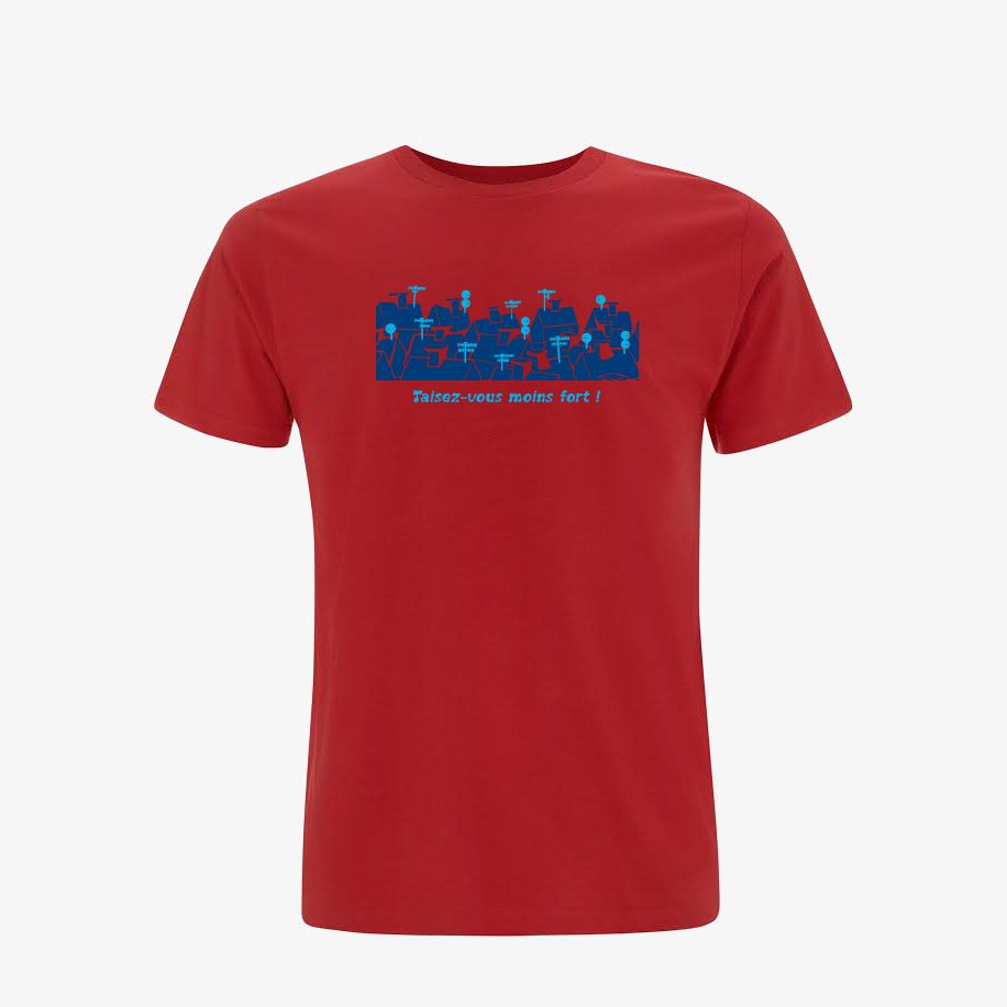 T-shirt homme « Taisez-vous moins fort », Tissu rouge