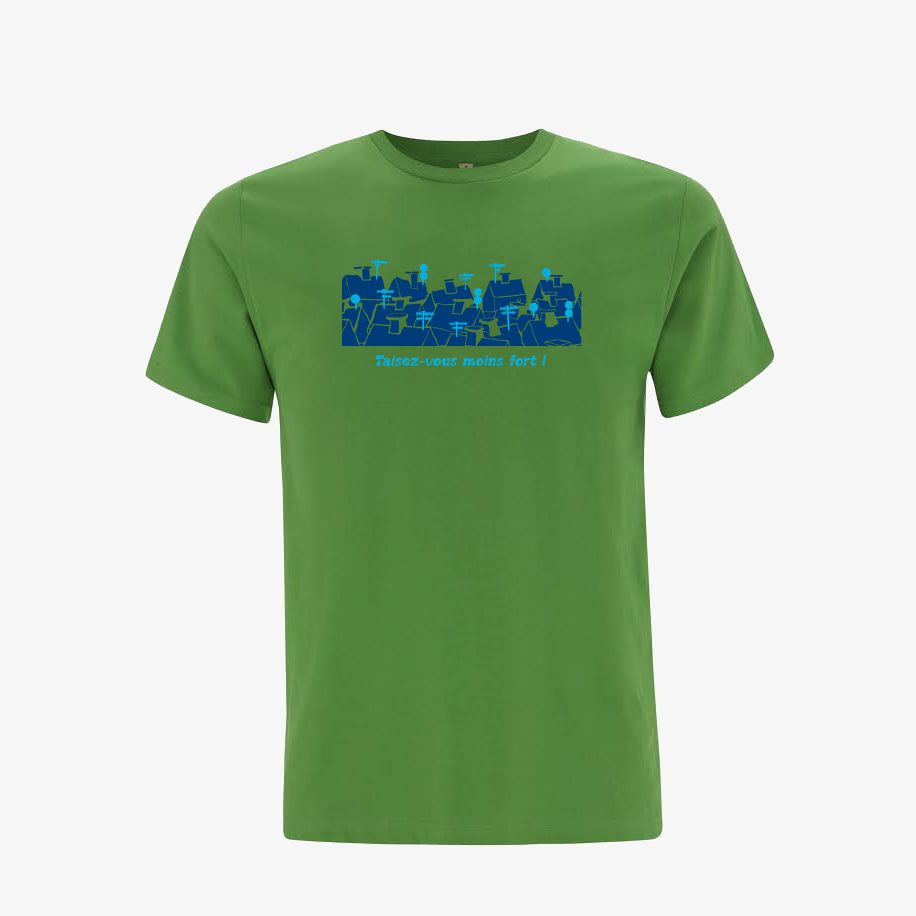 T-shirt homme « Taisez-vous moins fort », Tissu vert